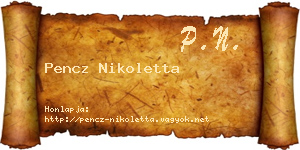 Pencz Nikoletta névjegykártya