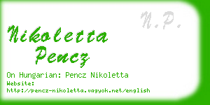 nikoletta pencz business card